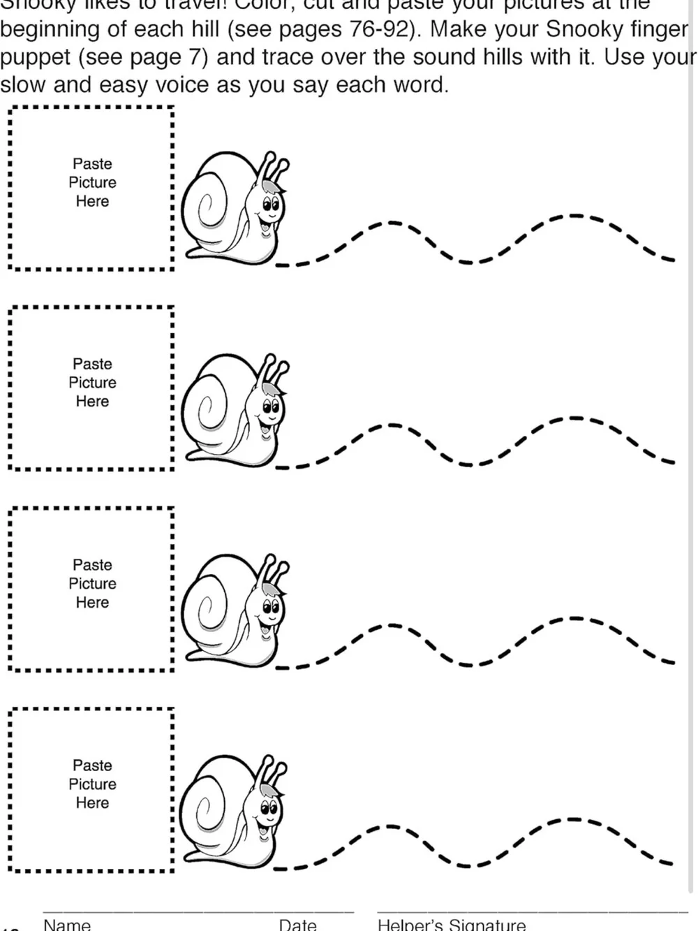 Snooky the Snail's Preschool Fluency Worksheets Super Duper Publications Speech